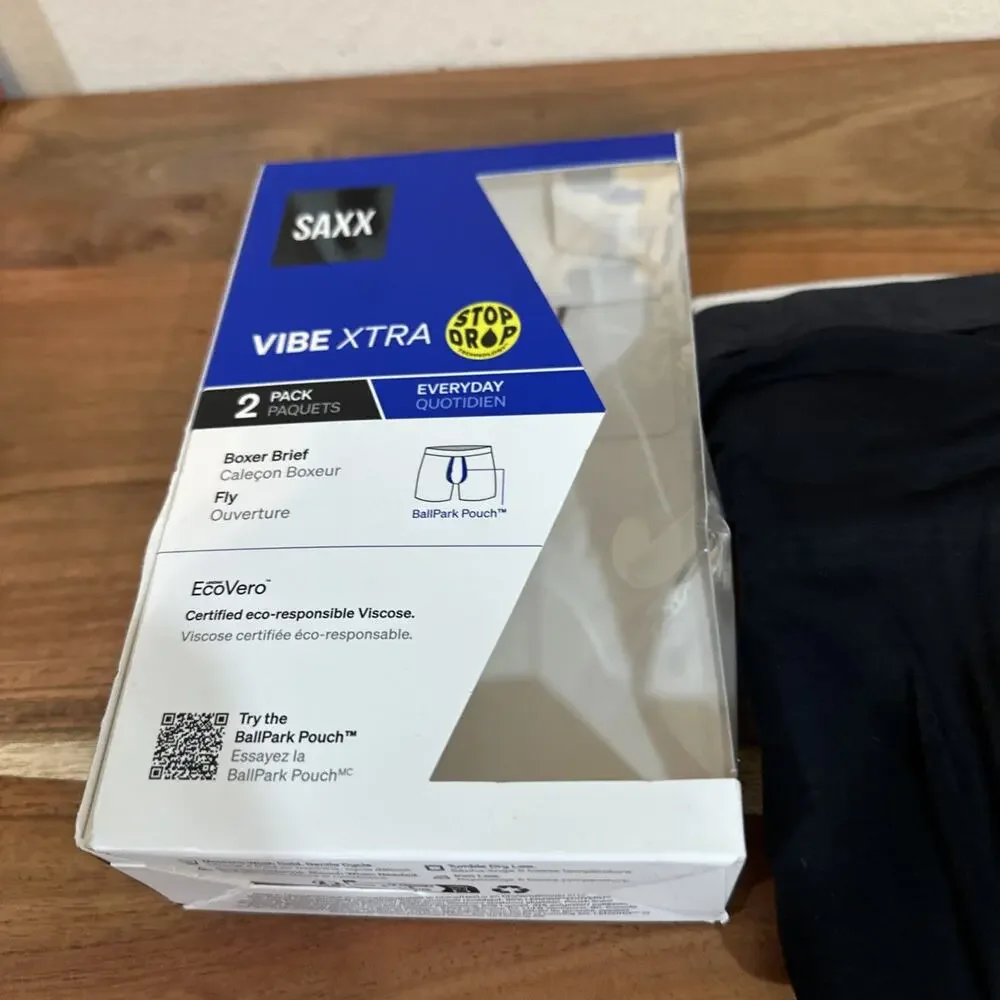 Saxx mens Vibe Xtra Boxer Brief Fly 2-Pack Print/black Size Small